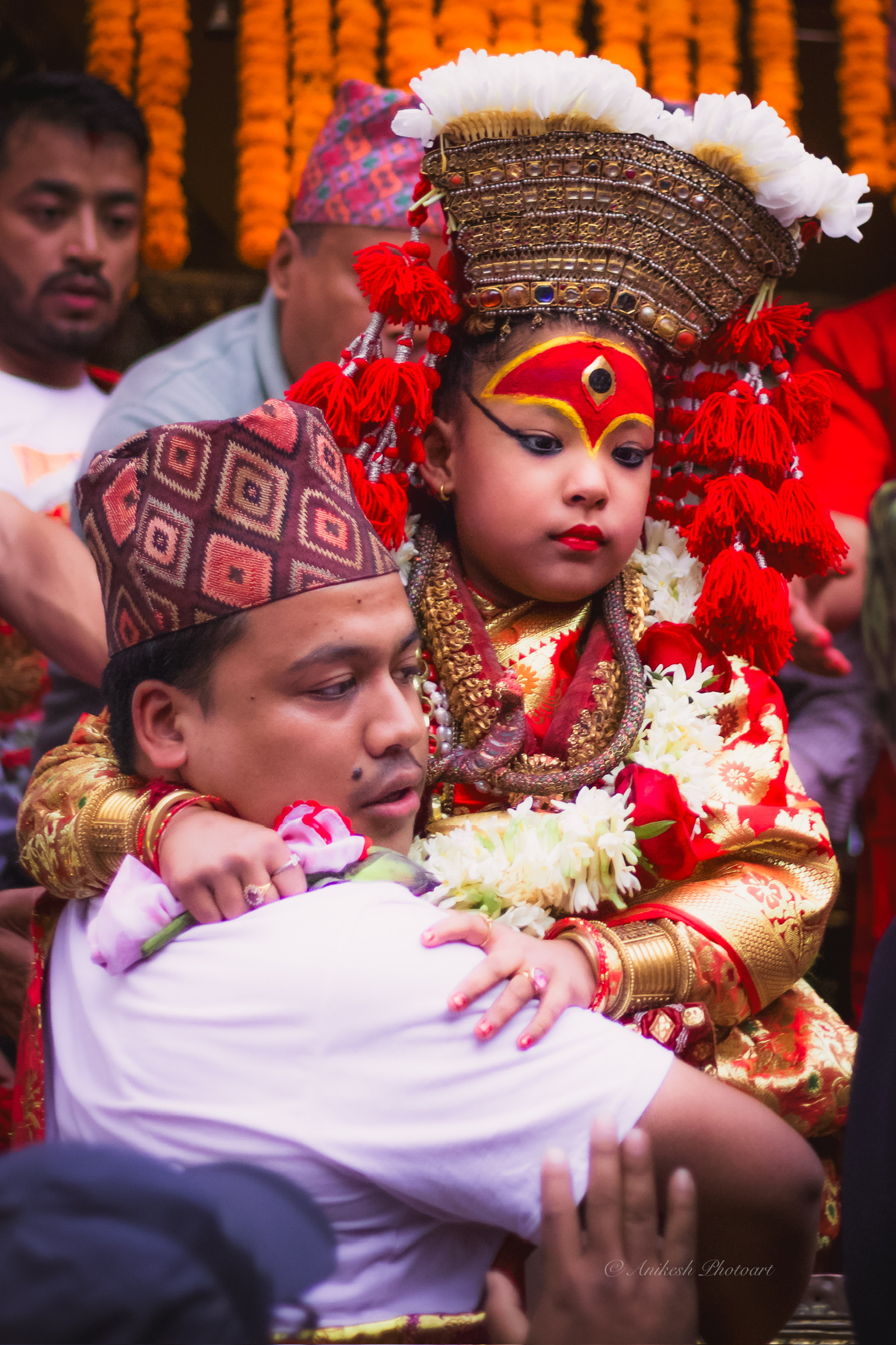 The Kumari rides through Kathmandu during Indra Jatra